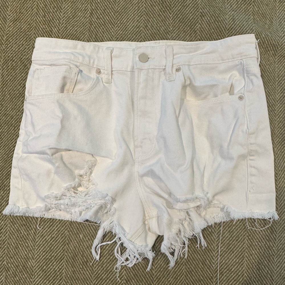 Good American White Frayed Jean Shorts